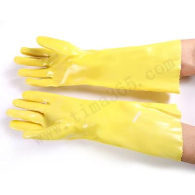 株洲华丰 防化手套 工业耐酸碱浸塑手套 黄色