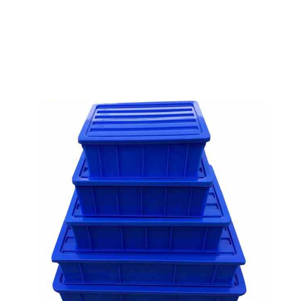 华标 520*350*285mm 带盖 塑料周转箱 蓝色 塑料 (单位：套)
