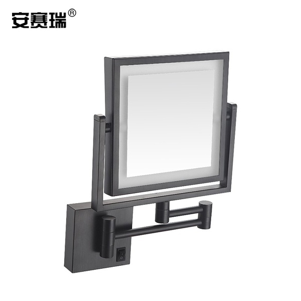 上海安赛瑞 710772 8英寸 方形 浴室化妆镜 黑色 (单位:个)