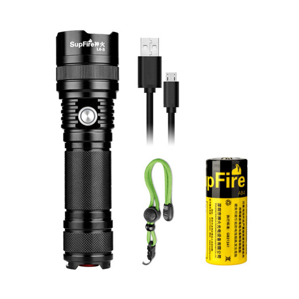 神火SupFire L6-S-10W 含1节26650锂电池/USB充电线 可充电LED强光手电筒 (单位:套)