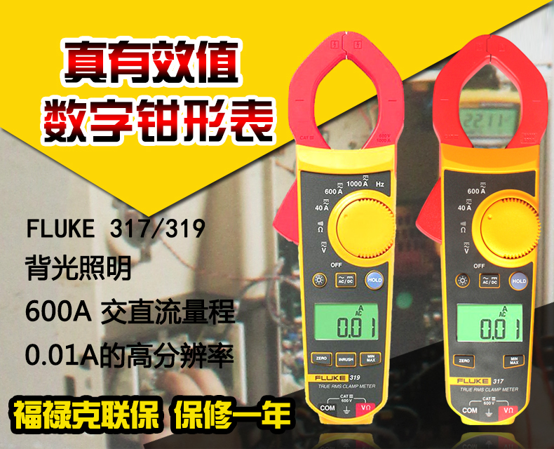 美国福禄克FLUKE Fluke 317 600A真有效值交直流数字钳形表/电流表