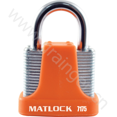 MATLOCK 橙色彩壳叠层钢片4销挂锁(同号锁匙)